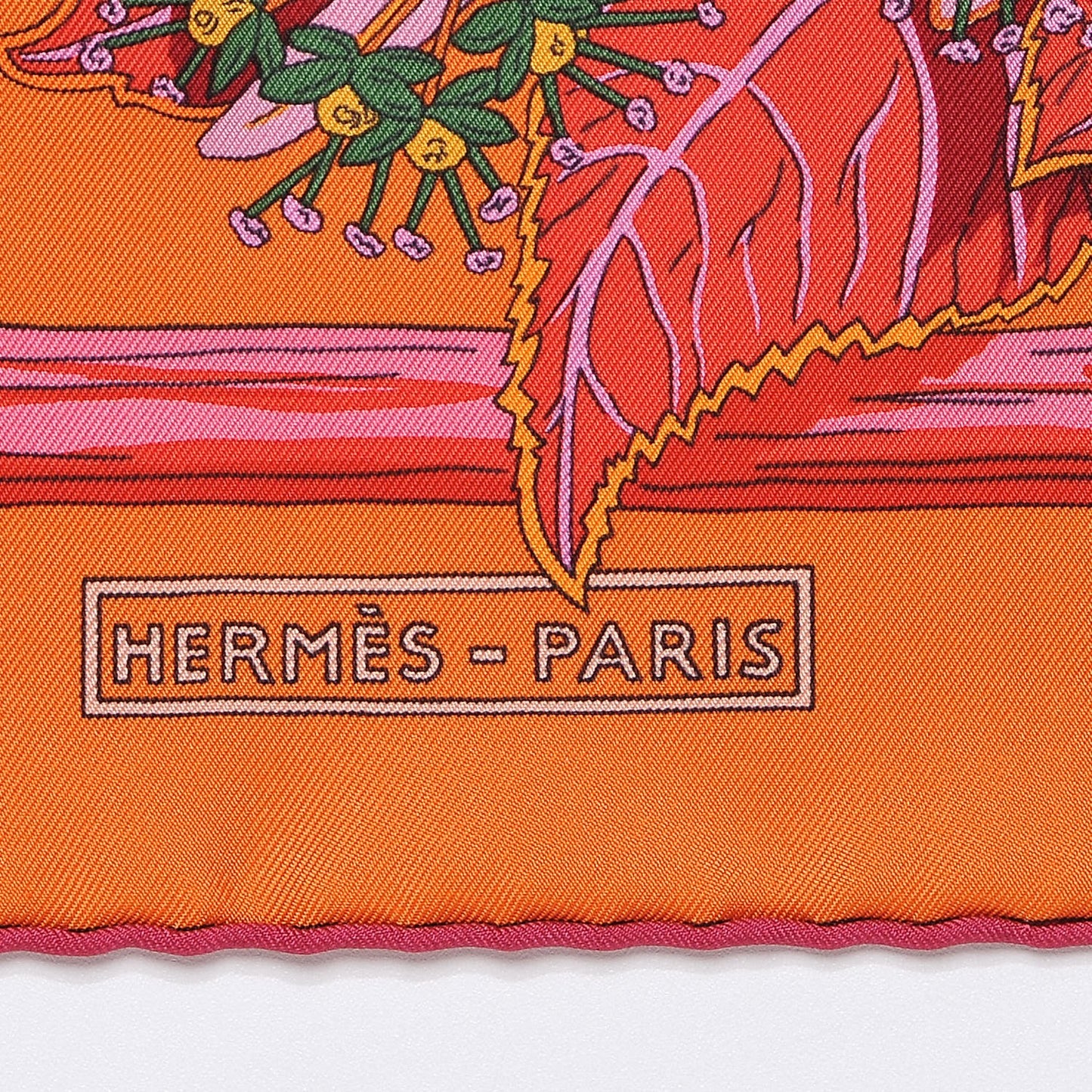 Silk Printed Mythes et Metamorphoses Scarf 90 Orange Rouge Vif Brique