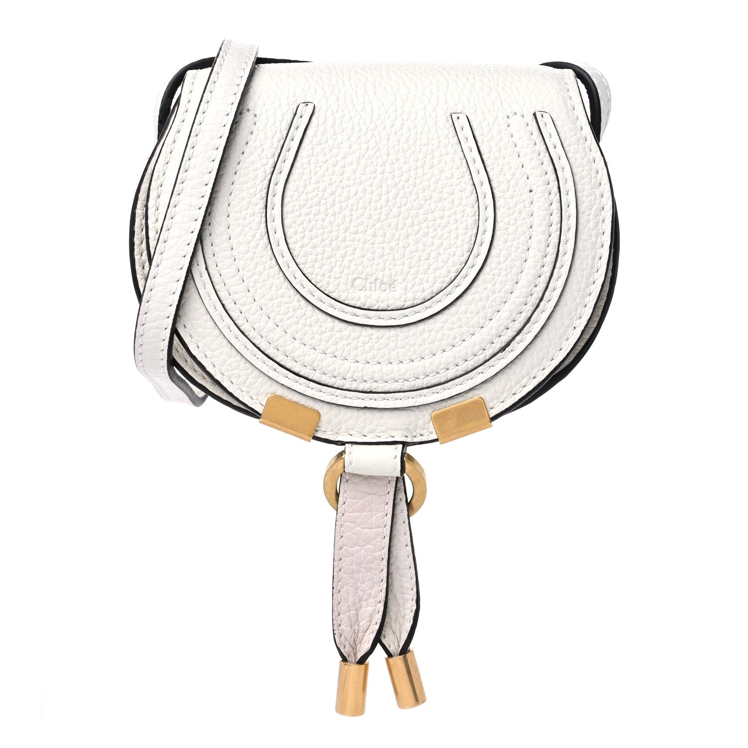 Chloe Calfskin Mini Marcie Round Crossbody Bag Abstract White 1 of 13