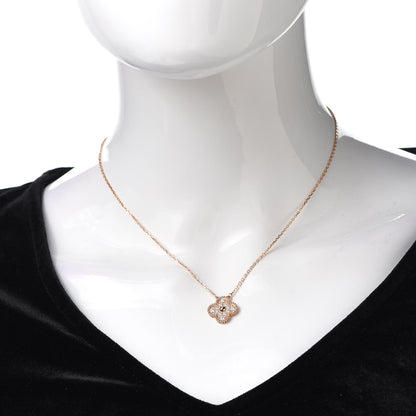 Van Cleef & Arpels 18K Rose Gold Diamond Vintage Alhambra Pendant Necklace 2 of 8