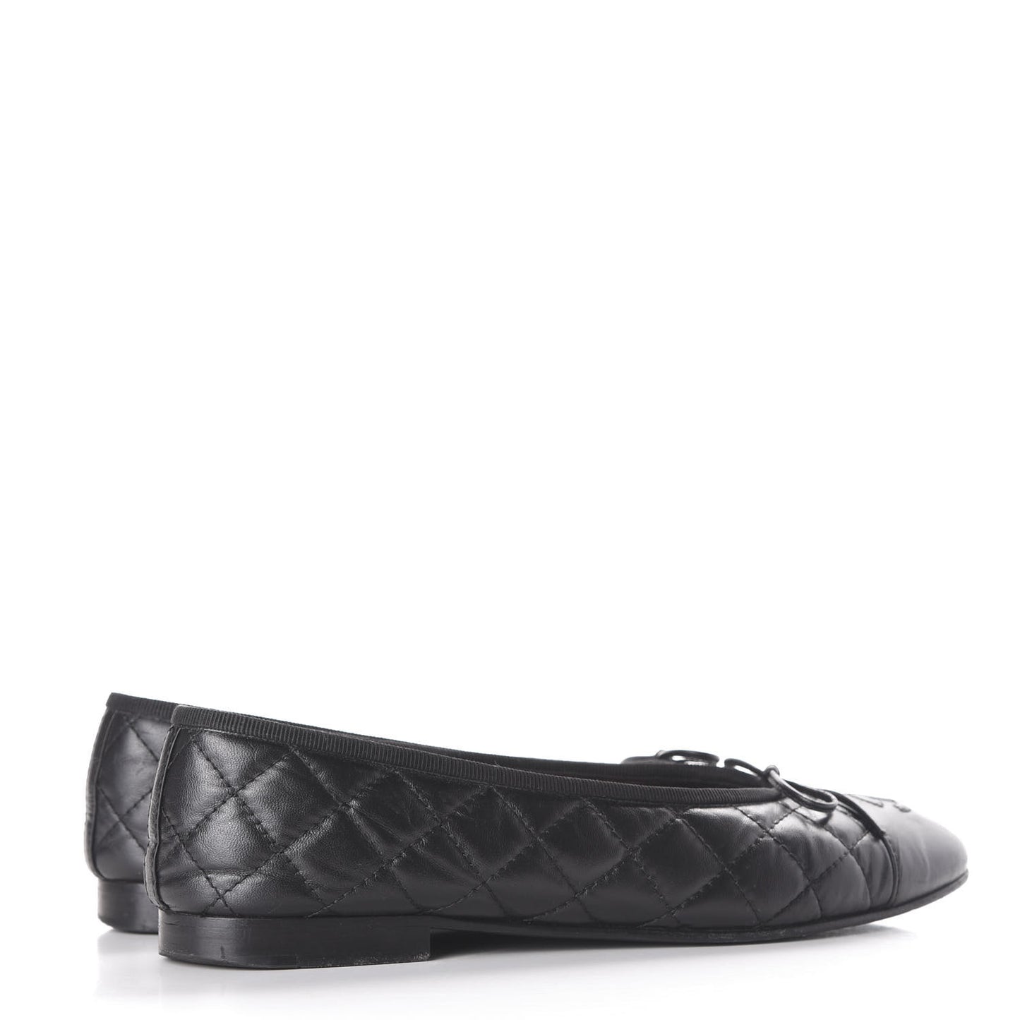 Aged Calfskin Quilted CC Cap Toe Ballerina Flats 39 Black
