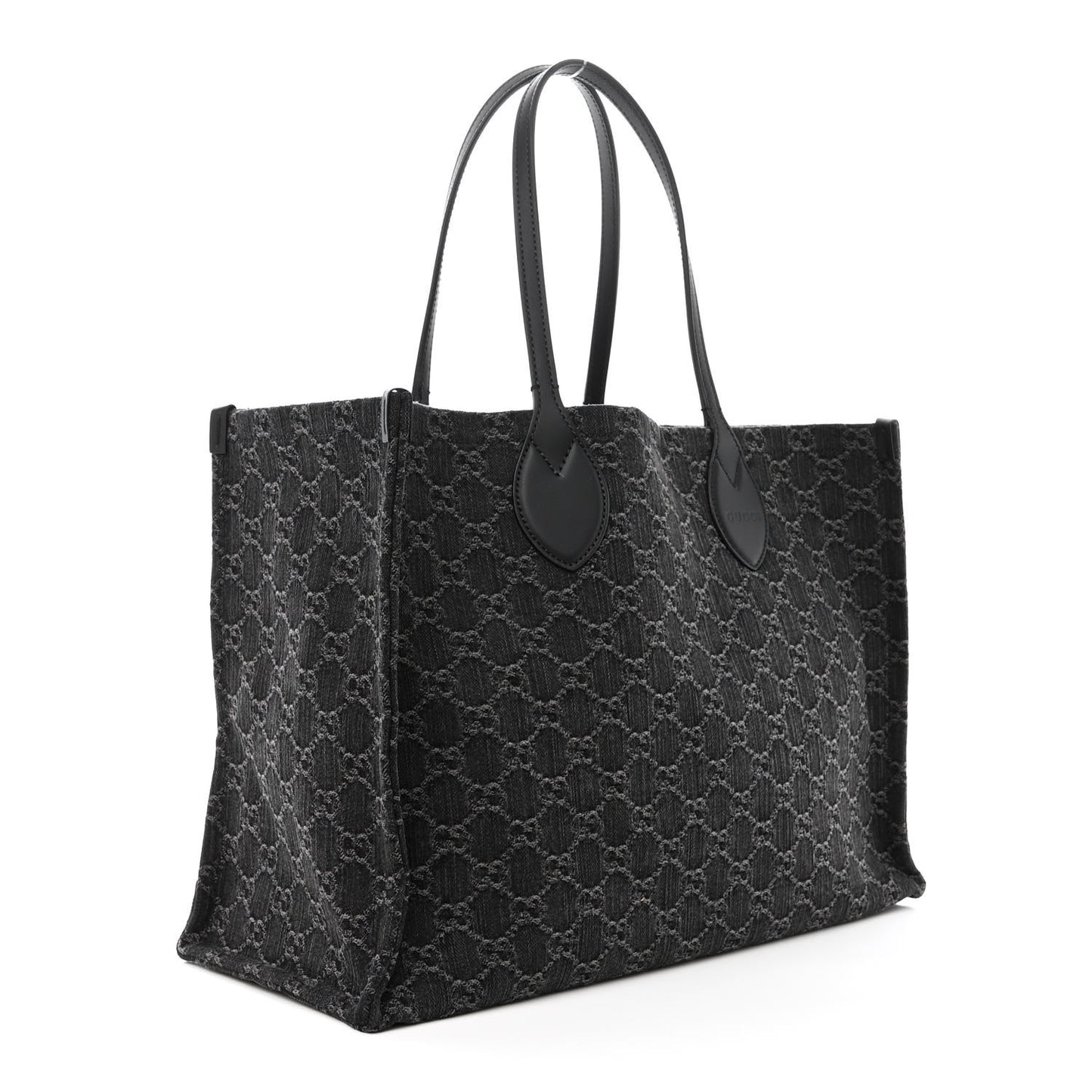 Denim Ophidia GG Monogram Large Tote Black Grey