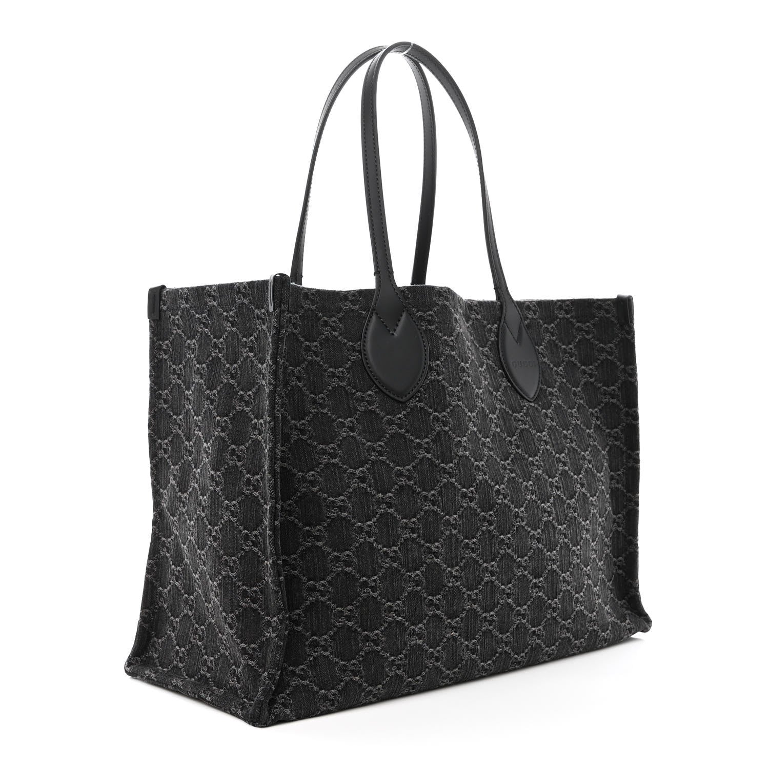 Gucci Denim Ophidia GG Monogram Large Tote Black Grey 4 of 12