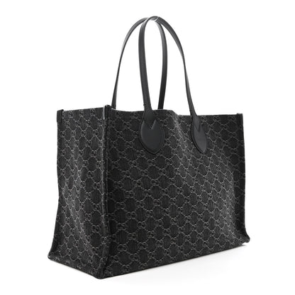 Gucci Denim Ophidia GG Monogram Large Tote Black Grey 4 of 12