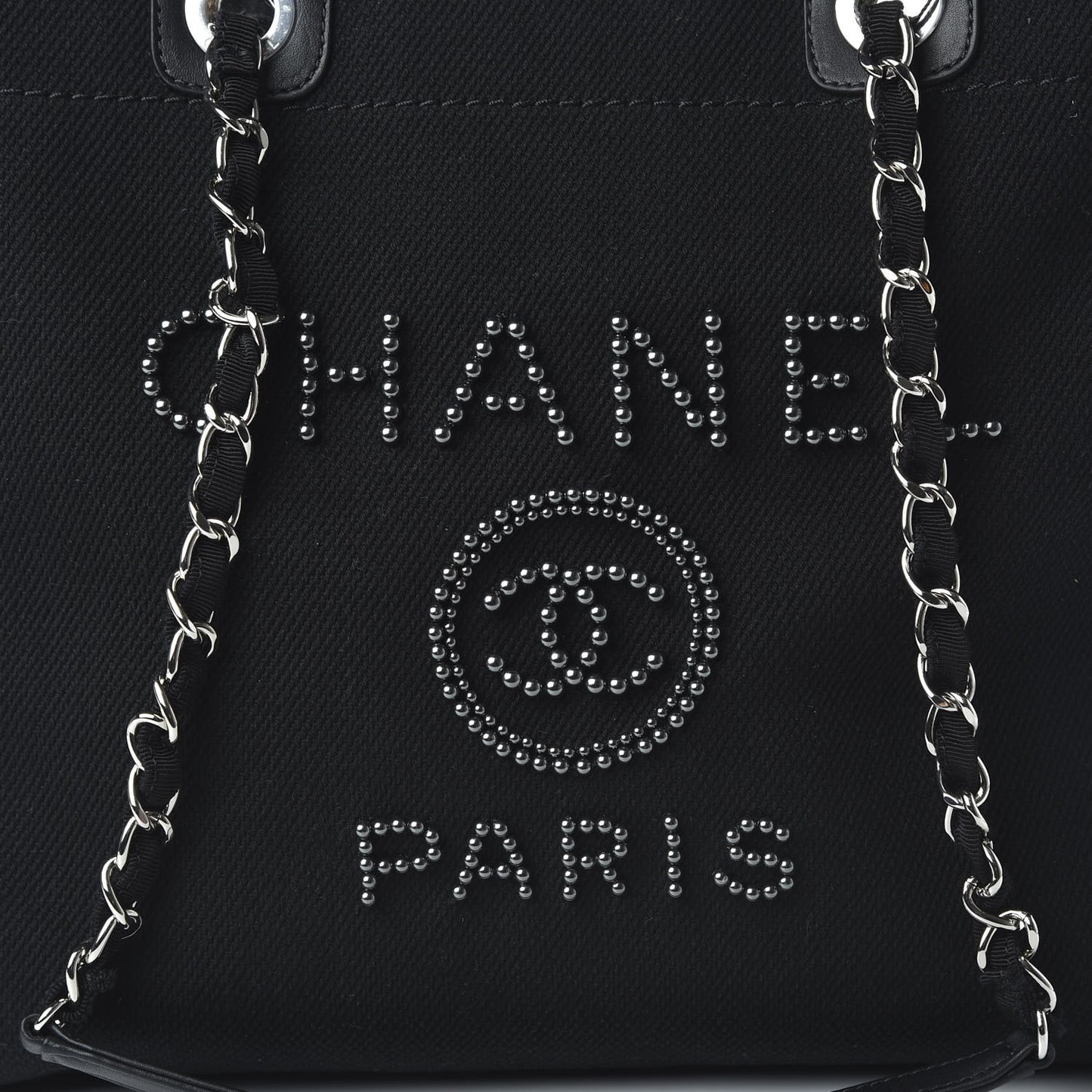 Canvas Pearl Medium Deauville Tote Black