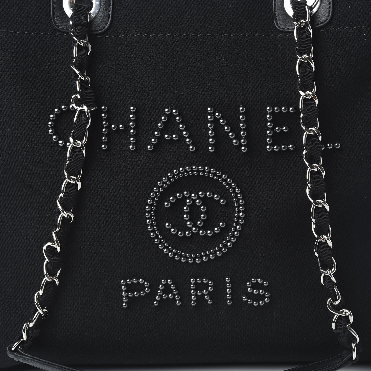 Chanel Canvas Pearl Medium Deauville Tote Black 9 of 9