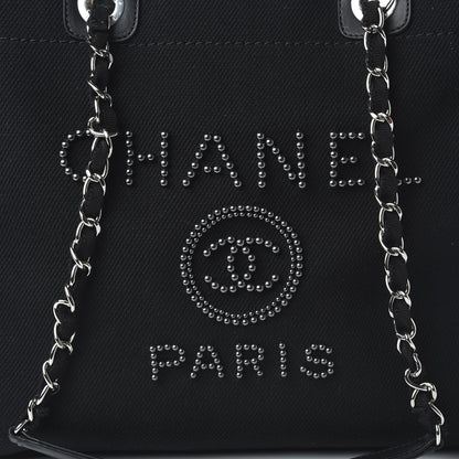 Chanel Canvas Pearl Medium Deauville Tote Black 9 of 9