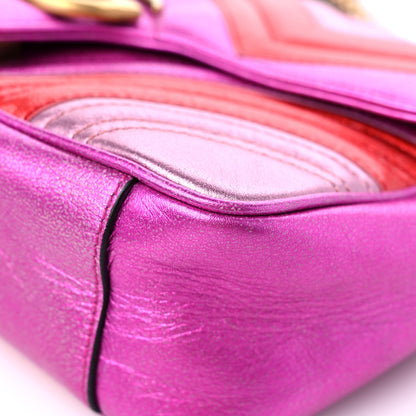 Gucci Metallic Calfskin Matelasse Small GG Marmont Shoulder Bag Fuchsia 8 of 12