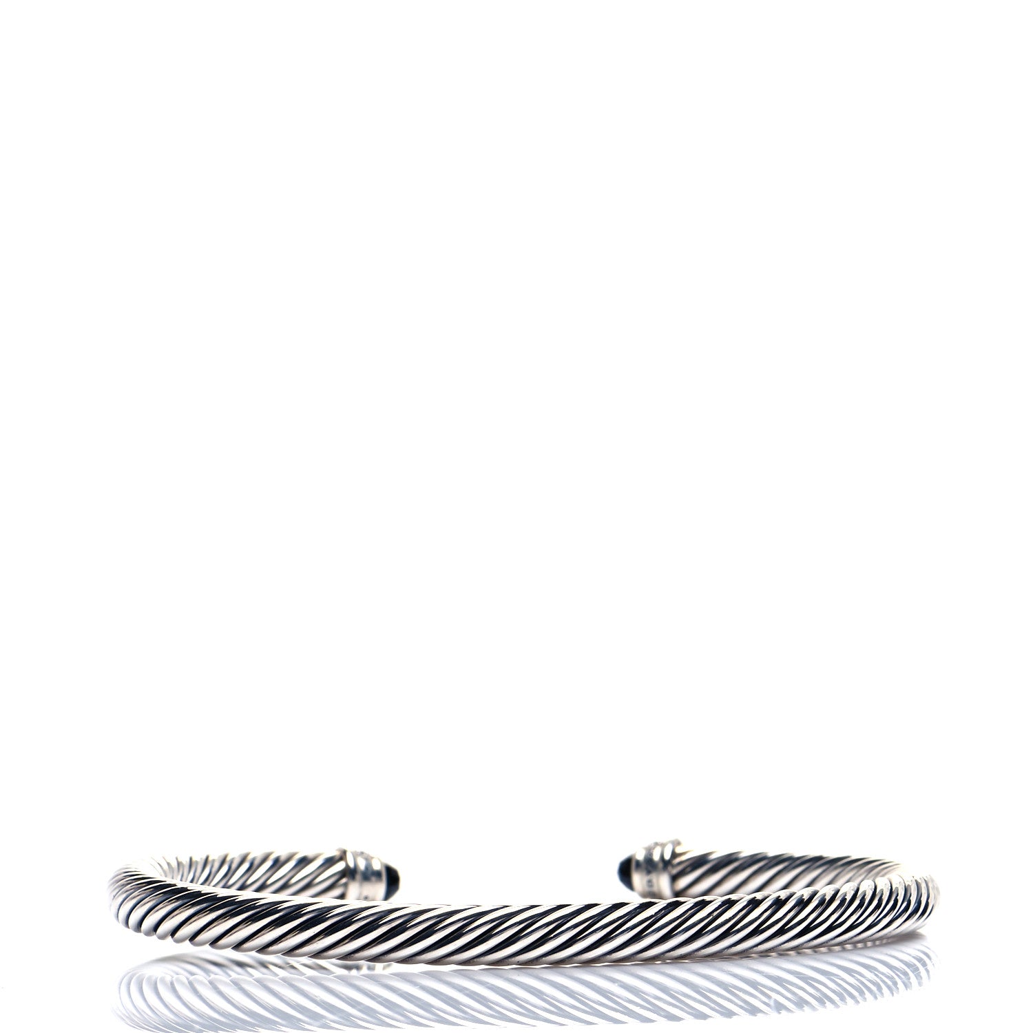 David Yurman Sterling Silver Diamond Black Onyx 5mm Cable Classics Bracelet 3 of 5