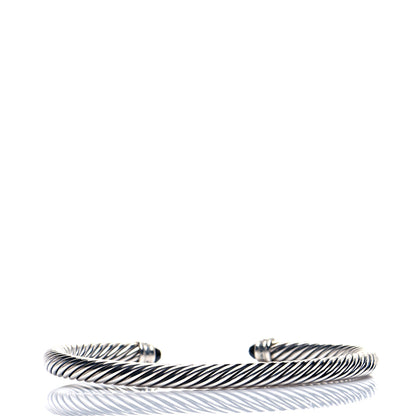 David Yurman Sterling Silver Diamond Black Onyx 5mm Cable Classics Bracelet 3 of 5