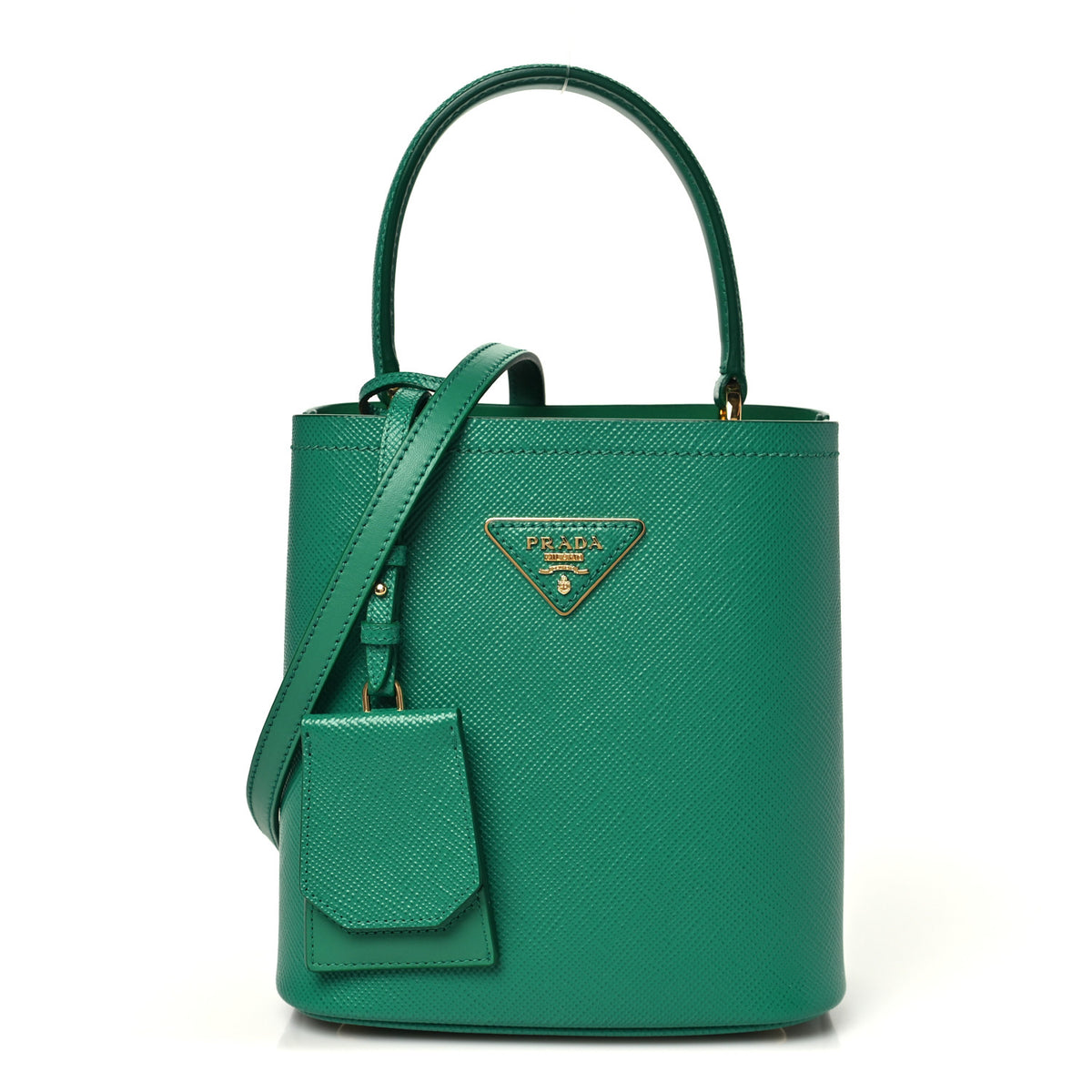 Prada Saffiano Cuir Calfskin Small Panier Bucket Bag Mango 1 of 9