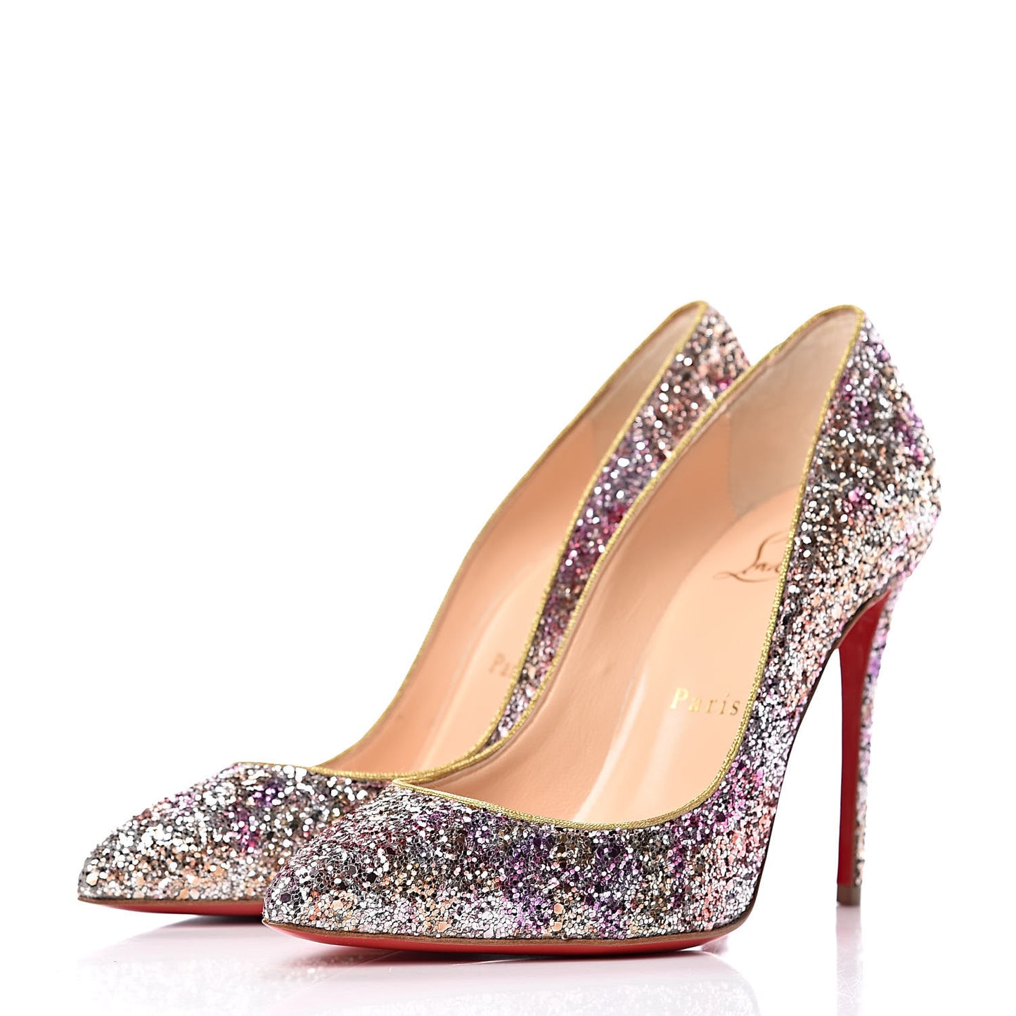 Glitter Aqua Ruban Met Pigalle Follies 100 Pumps 35.5 Rosette Gold