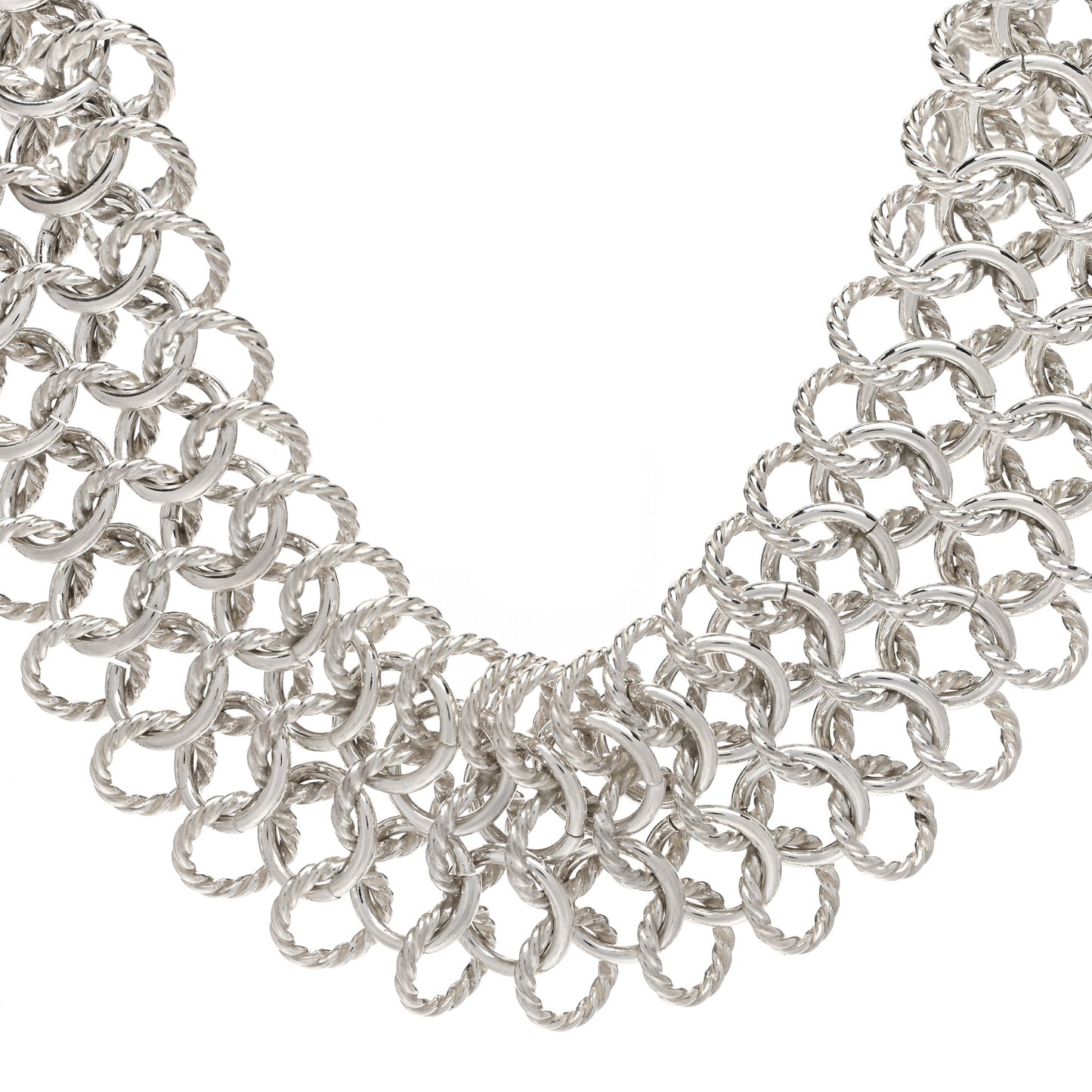 Sterling Silver 18K Yellow Gold Circle Link Choker Necklace