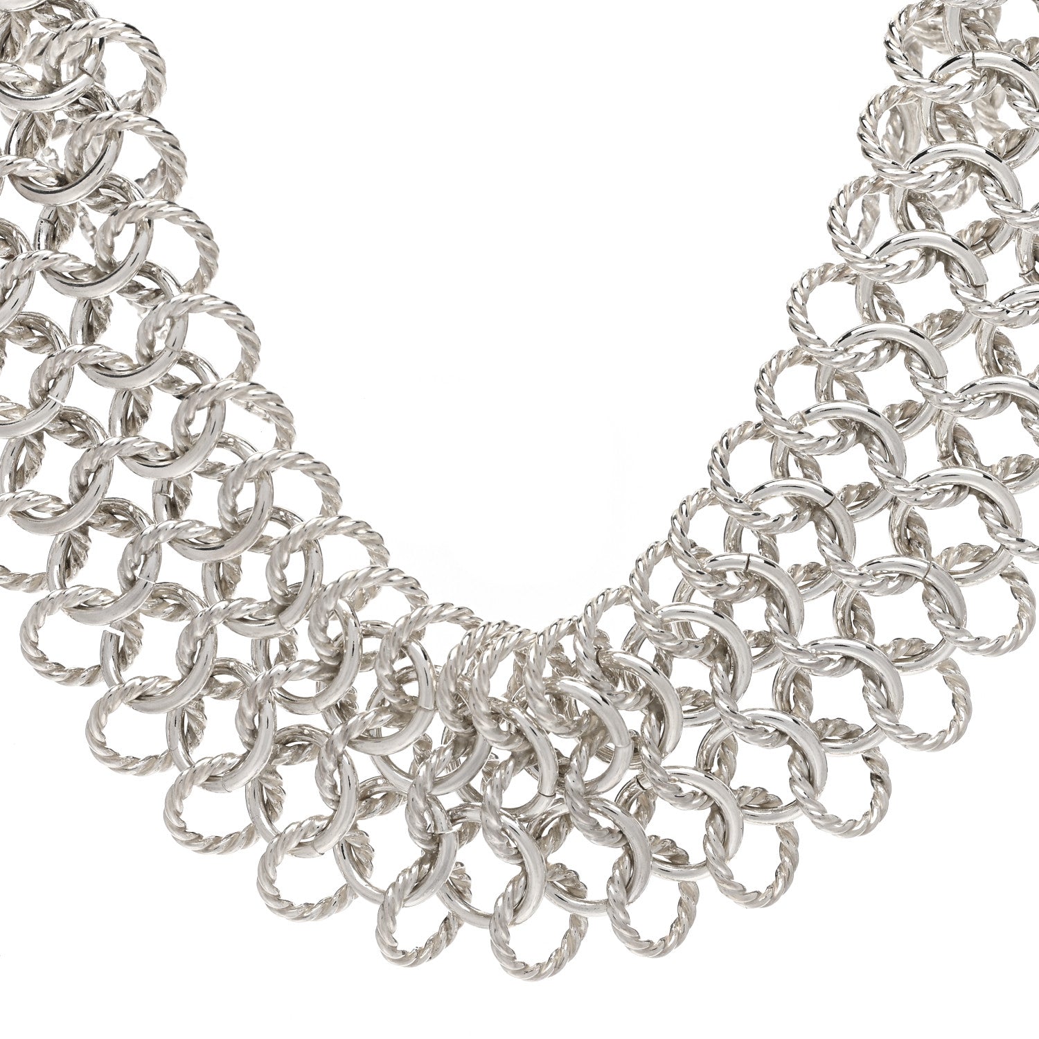 David Yurman Sterling Silver 18K Yellow Gold Circle Link Choker Necklace 3 of 5