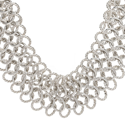 David Yurman Sterling Silver 18K Yellow Gold Circle Link Choker Necklace 3 of 5