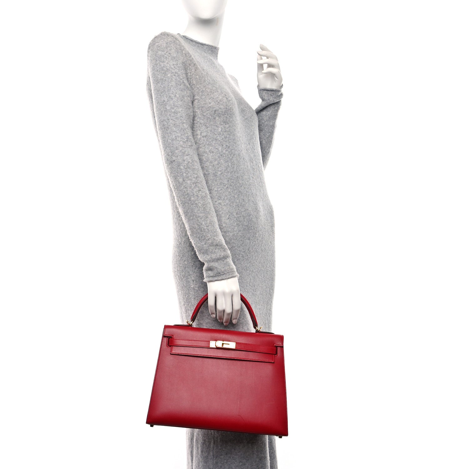 Hermes Tadelakt Kelly Sellier 32 Rouge Vif 2 of 12