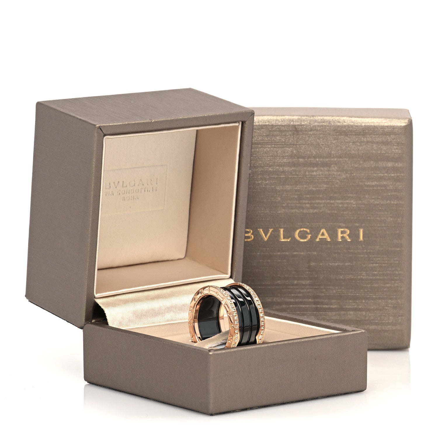 Bulgari 18K Rose Gold Black Ceramic Diamond B.Zero1 Four-Band Ring 55 7.25 6 of 6