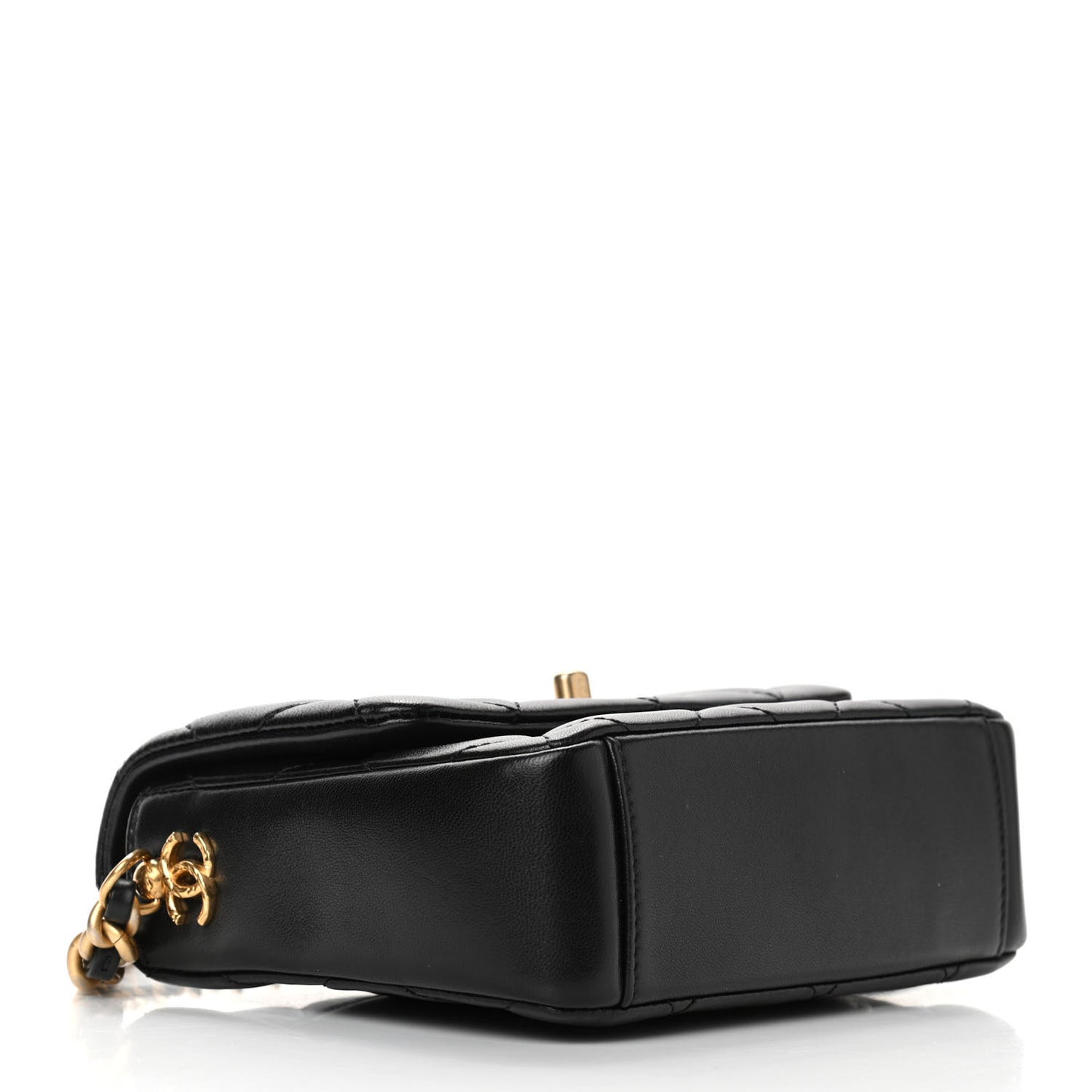Lambskin Quilted Mini Side Note Flap Black
