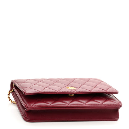 Chanel Lambskin Resin Quilted Coco Hearts Wallet On Chain WOC Burgundy 4 of 12