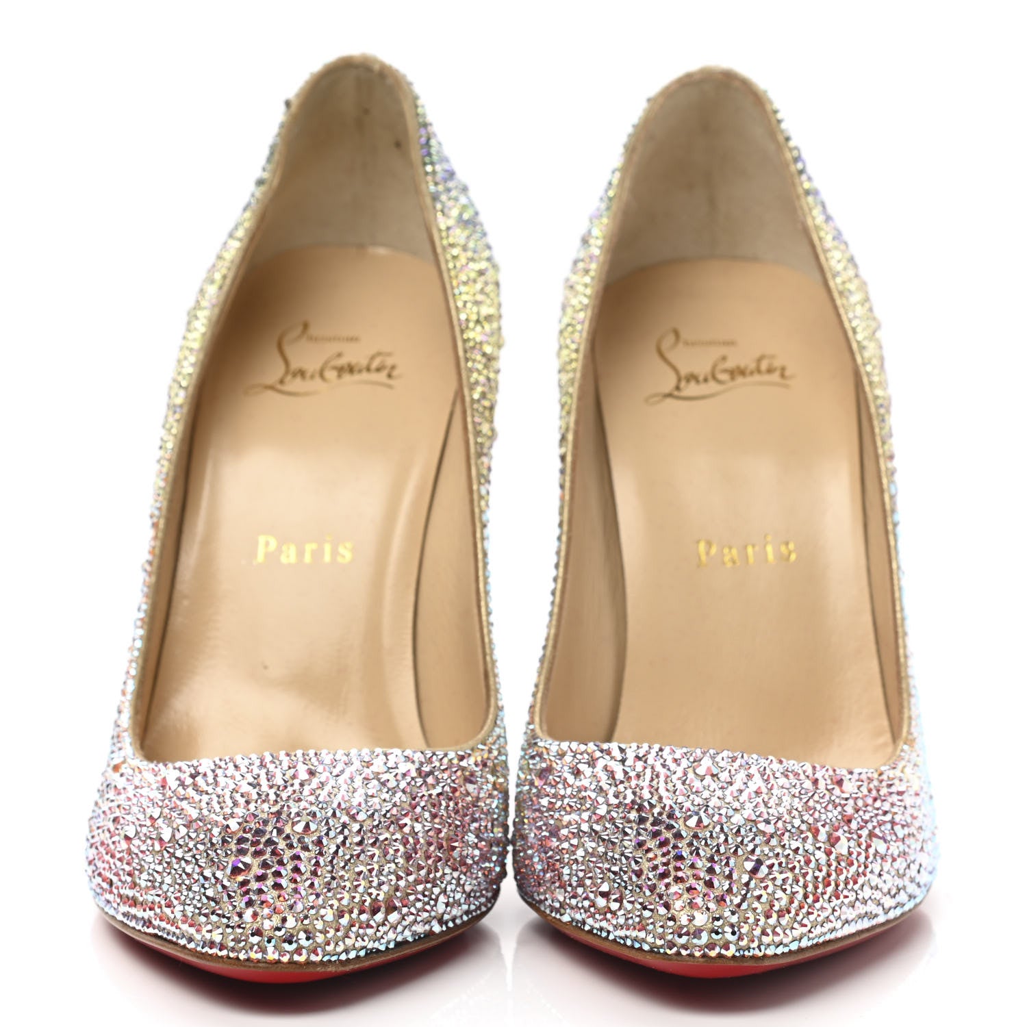 Christian Louboutin Suede Metallic Strass Degrade Eloise 100 Pumps 37.5 Platine 2 of 7