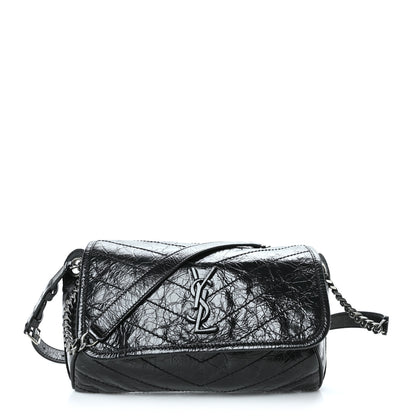 Saint Laurent Crinkled Calfskin Matelasse Monogram Niki Body Bag Black 1 of 9