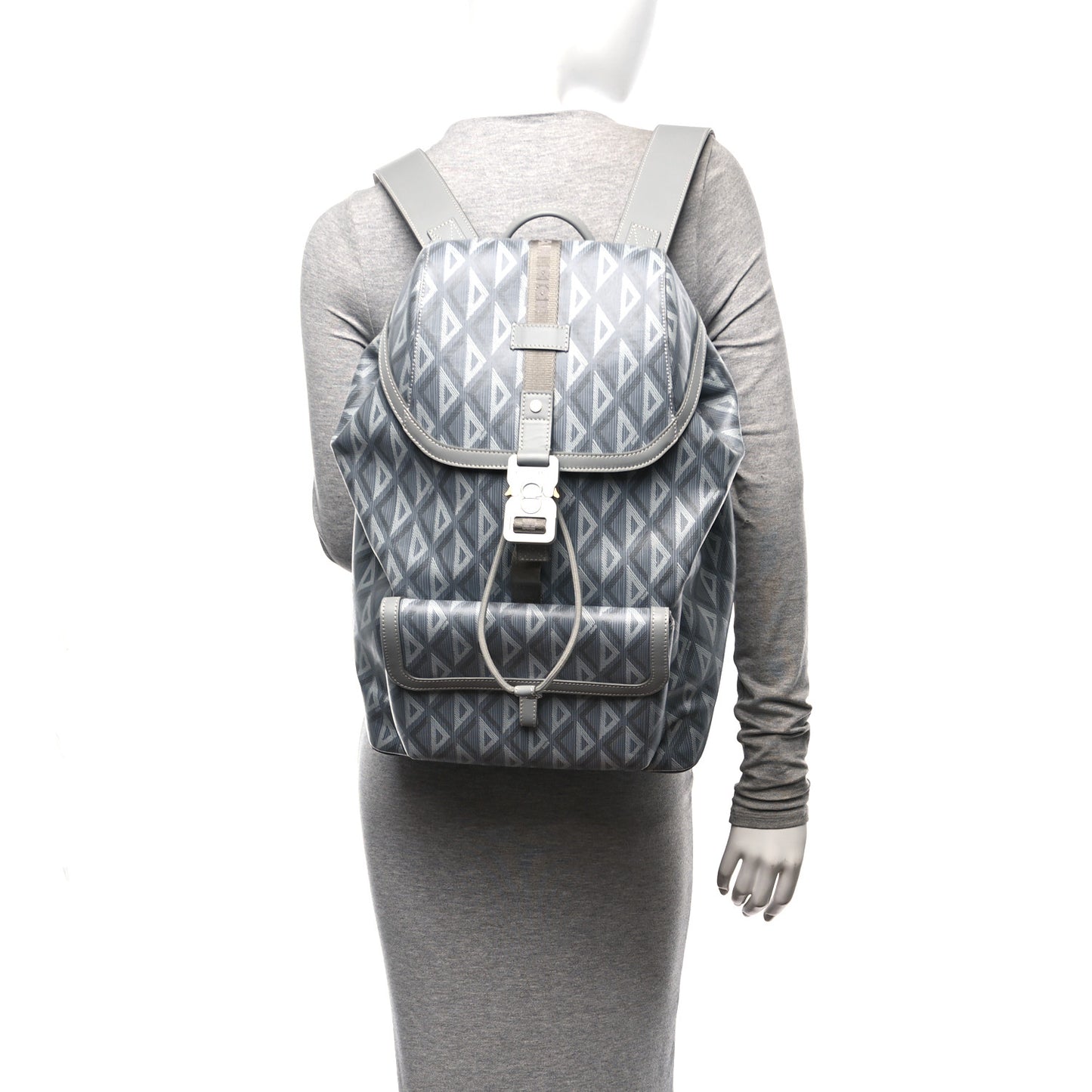 Coated Canvas CD Diamond Flap Backpack Gray