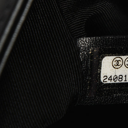 Chanel Calfskin Painted Chevron Embossed Medium Boy Flap Black 7 of 9