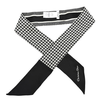 Christian Dior Silk Houndstooth Mitzah Scarf Black White 1 of 4