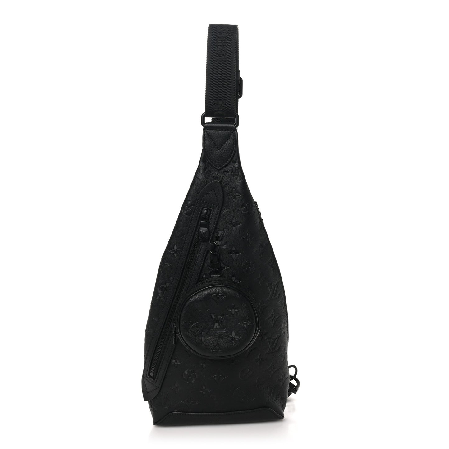 Calfskin Shadow Monogram Duo Slingbag Black