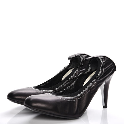 Chanel Lambskin Elastic Pumps 39 Black 3 of 8