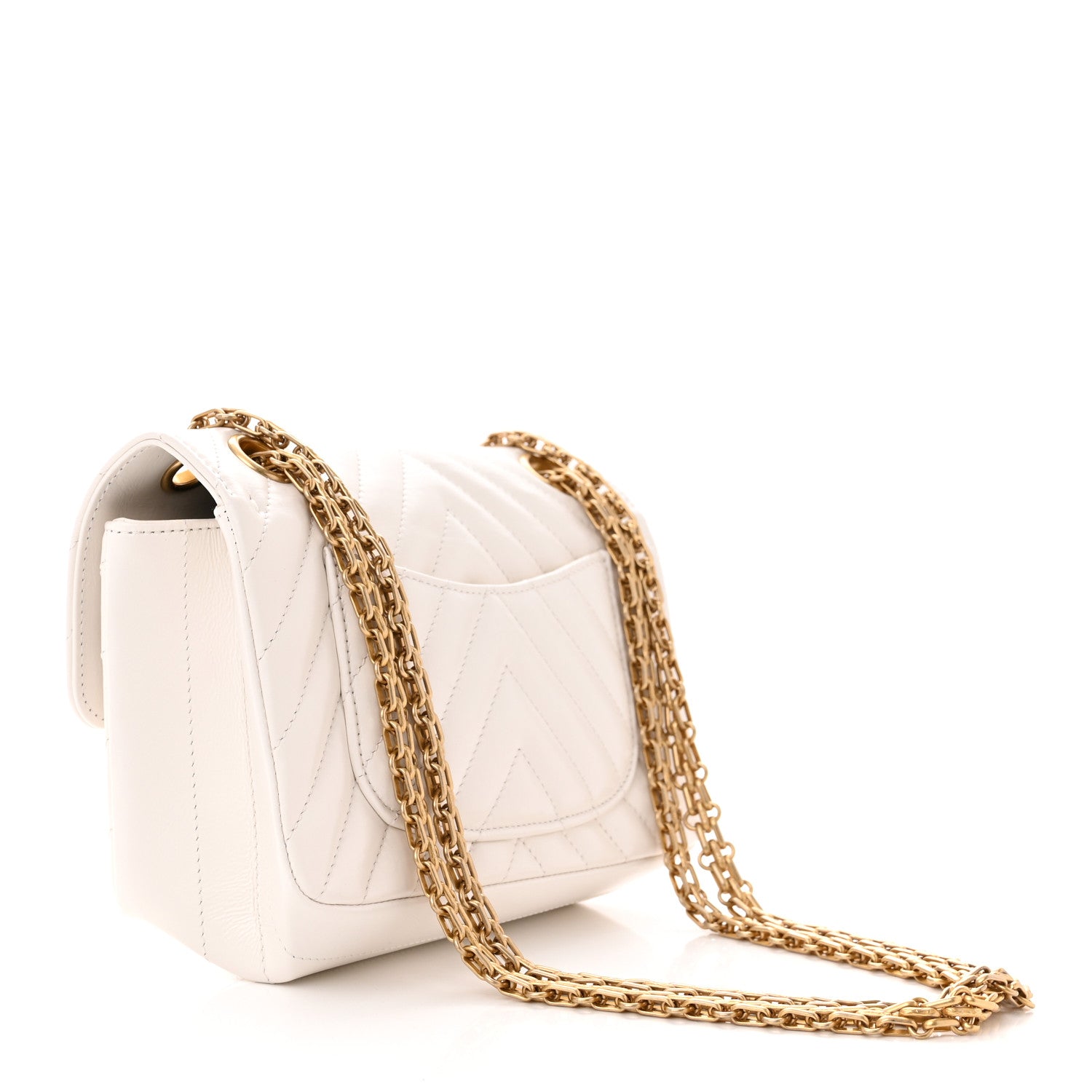 Chanel Aged Calfskin Chevron Quilted 2.55 Reissue Mini Flap White 3 of 11