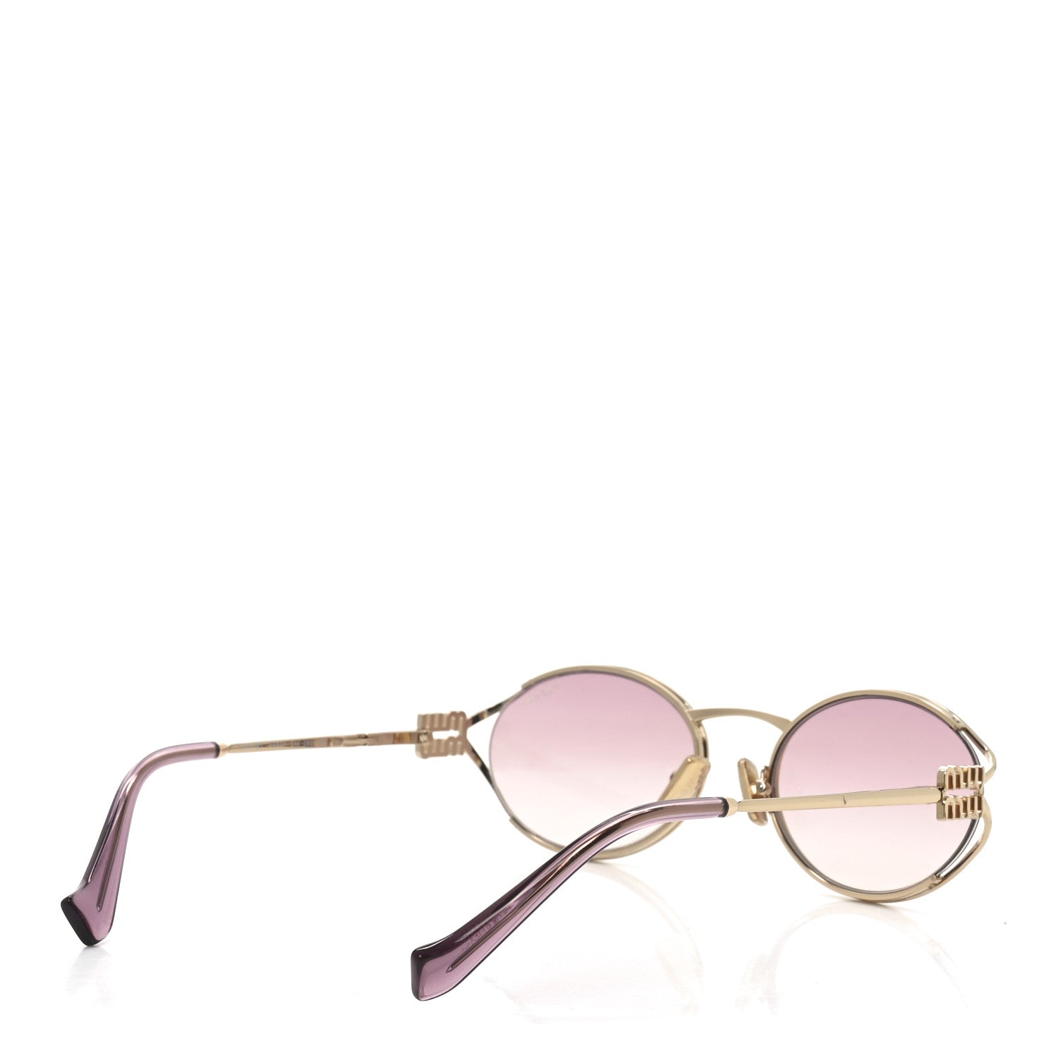 Miu Miu Metal Oval Sunglasses SMU52Y Gold 4 of 7