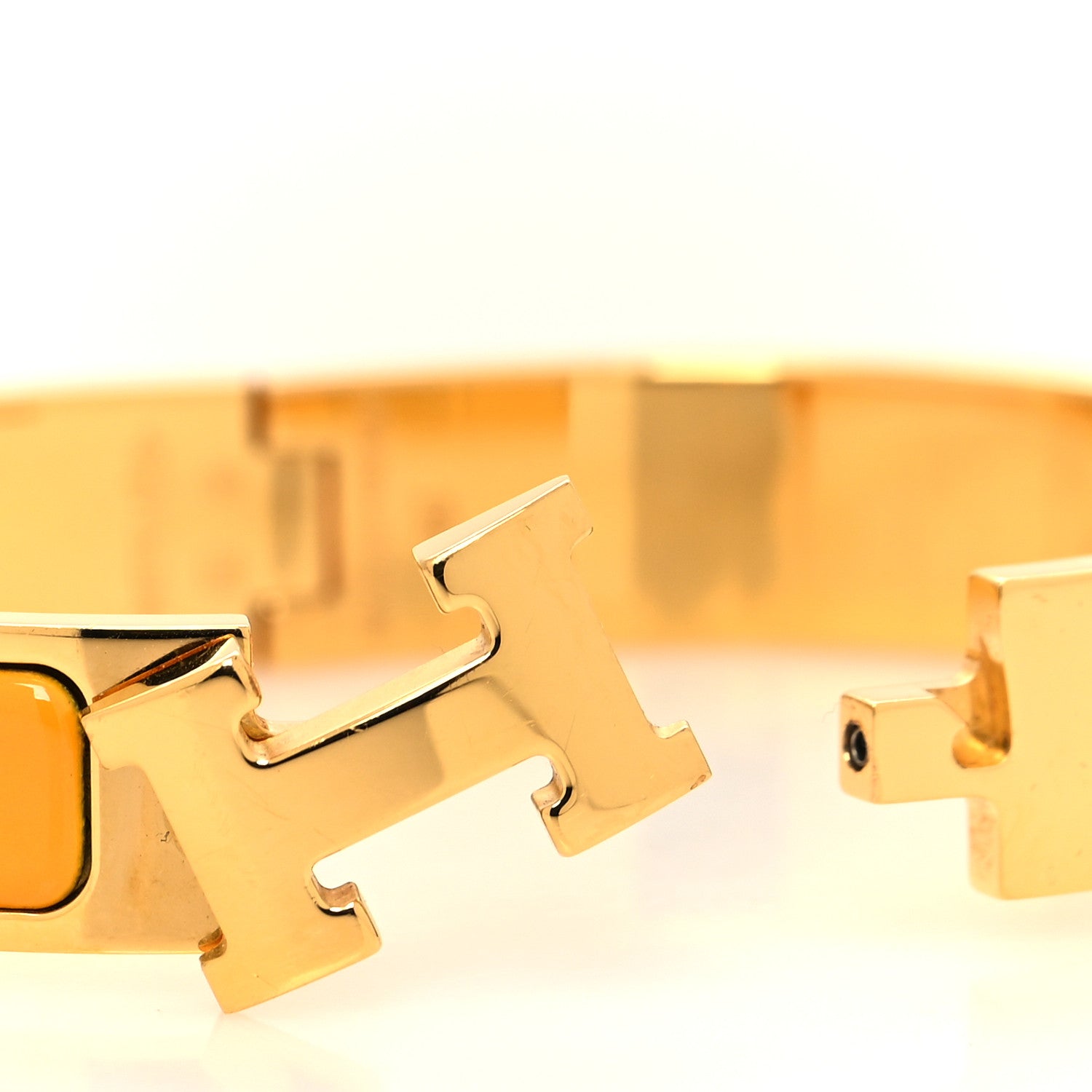 Hermes Enamel Narrow Clic Clac H Bracelet PM Jaune Madras 4 of 5