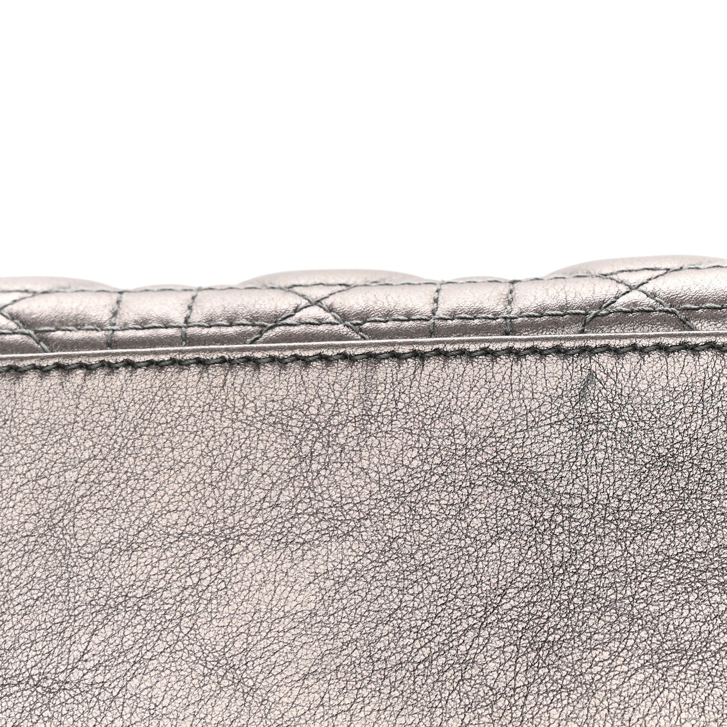 Lambskin Cannage Small My ABCDior Lady Dior Metallic Grey