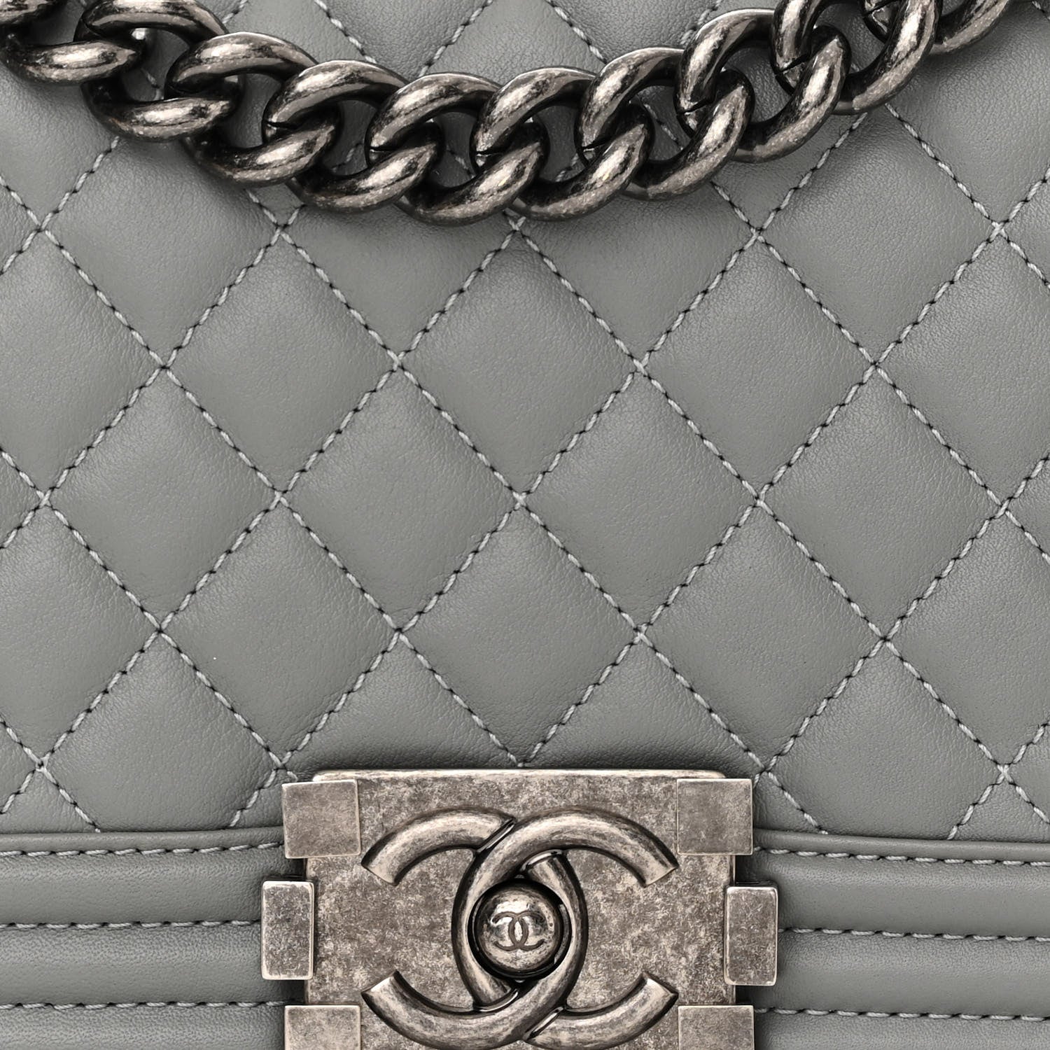 Chanel Calfskin Quilted Medium Boy Flap Grey 8 of 10