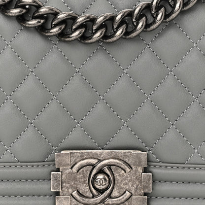Chanel Calfskin Quilted Medium Boy Flap Grey 8 of 10