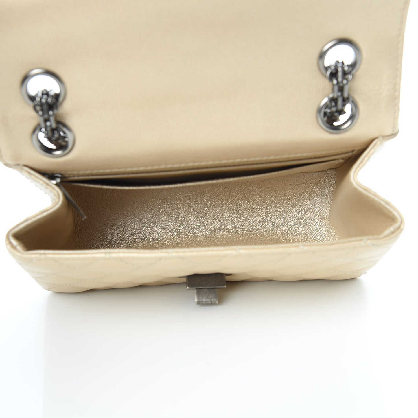 Metallic Sheepskin Quilted 2.55 Reissue Mini Flap Beige