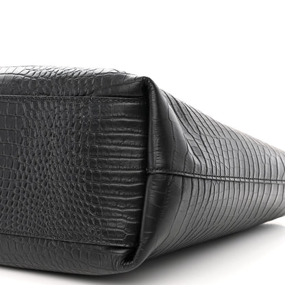 Jimmy Choo Calfskin Crocodile Embossed Nine2Five East West Tote Black 13 of 13