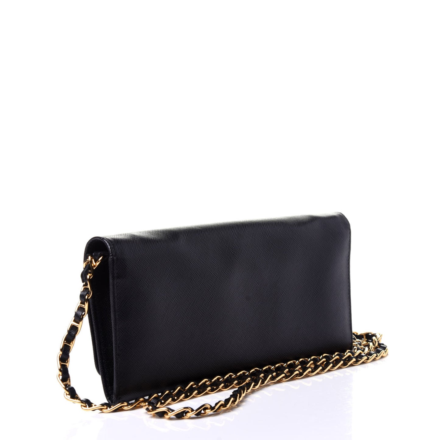Saffiano Metal Oro Chain Wallet Black