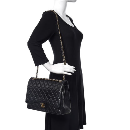Chanel Lambskin Quilted Maxi Double Flap Black 2 of 15