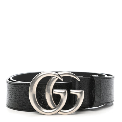 Gucci Textured Dollar Calfskin Nickel Double G 40mm Belt 85 34 Black 1 of 6