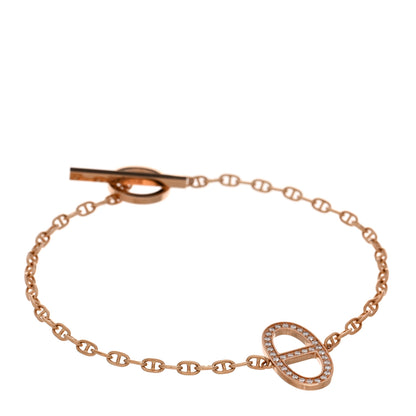 Hermes 18K Rose Gold Diamond Chaine D'Ancre Contour Bracelet XS 1 of 5