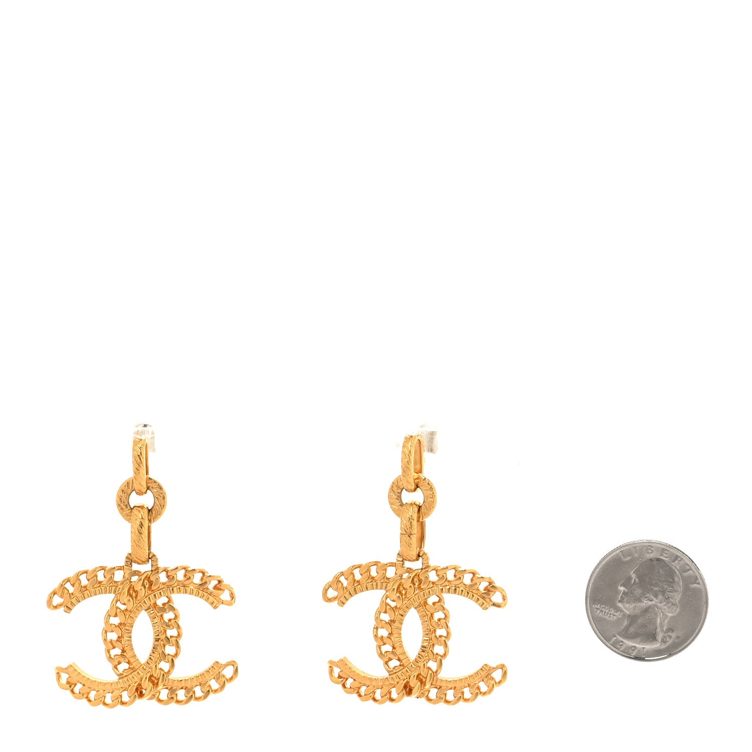Chanel Metal CC Chain Drop Earrings Gold 1570346 – FASHIONPHILE
