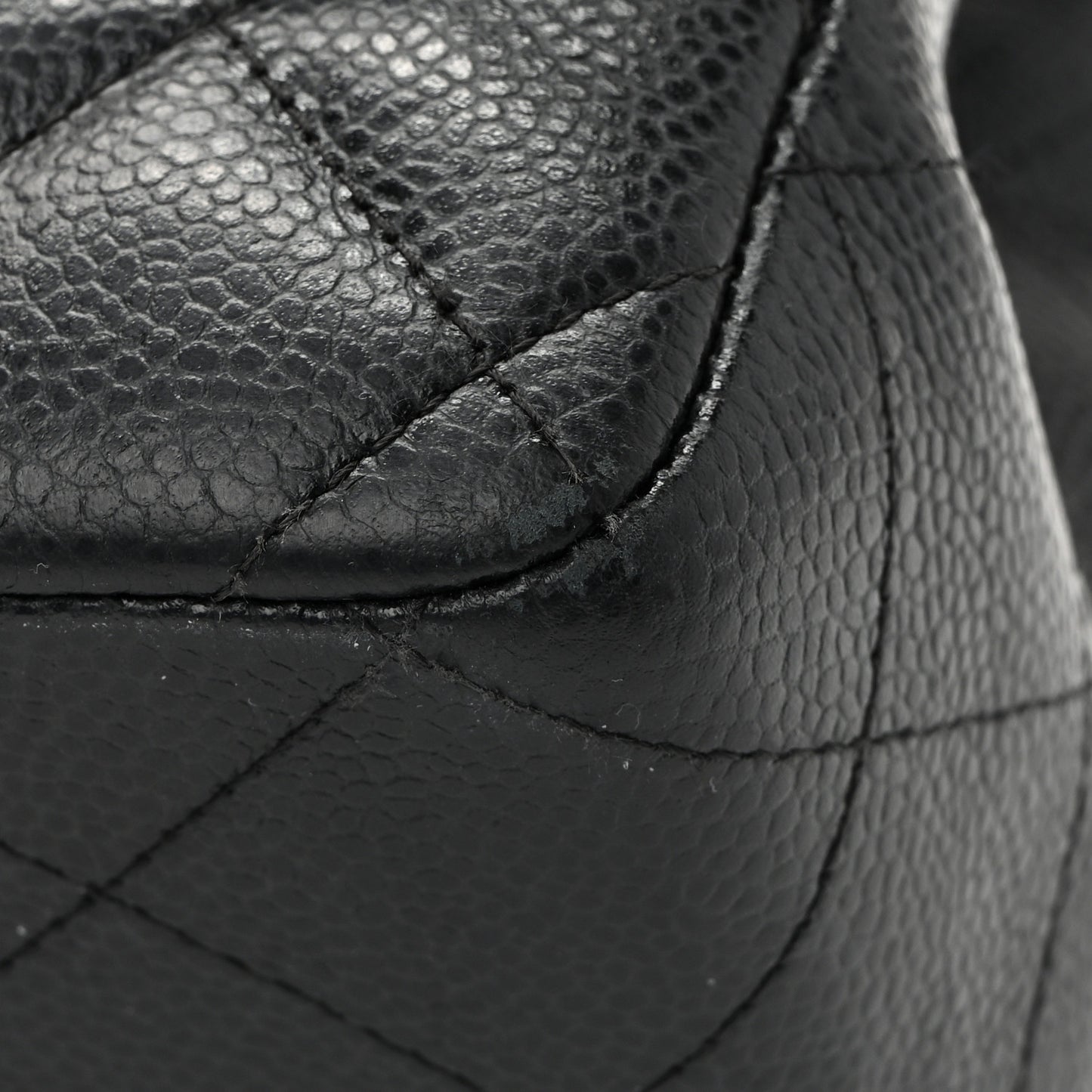 Caviar Quilted Jumbo Double Flap  Black