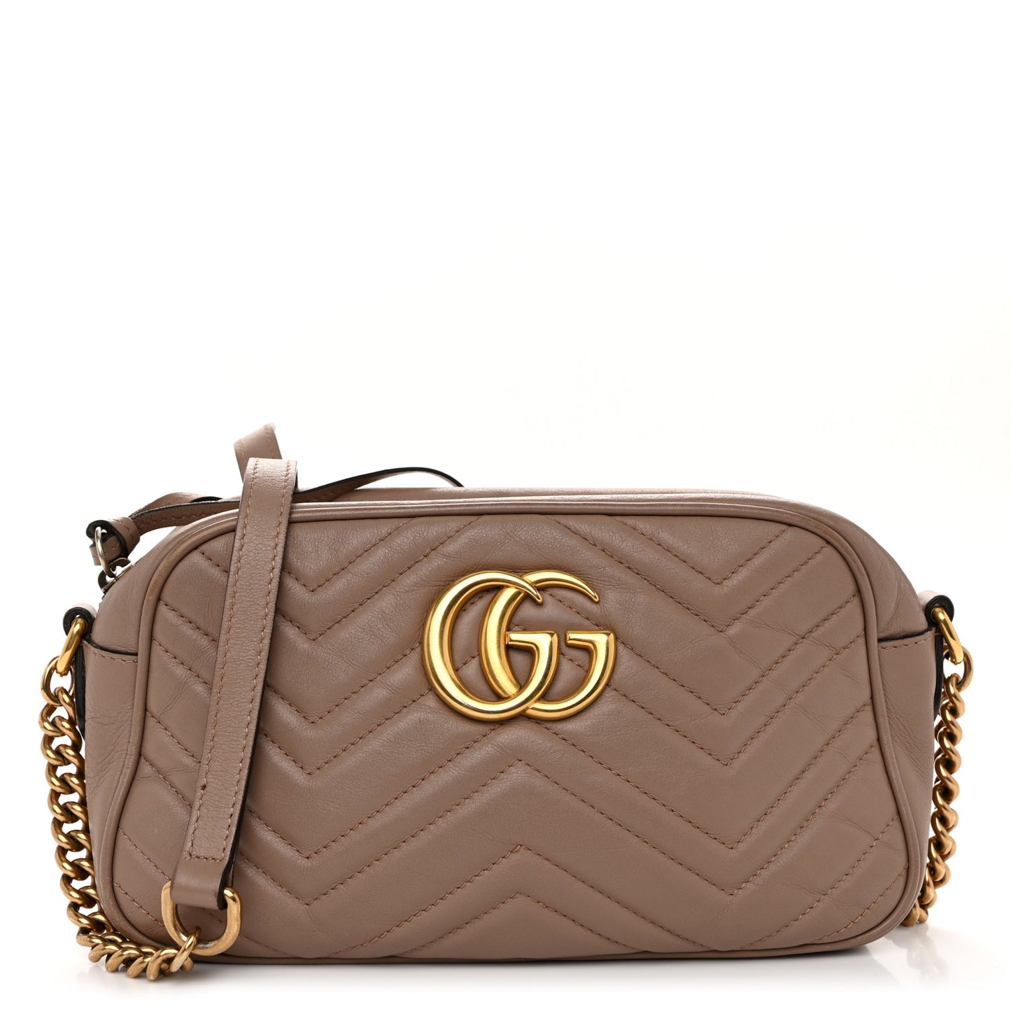 Calfskin Matelasse Small GG Marmont Chain Shoulder Bag Porcelain Rose