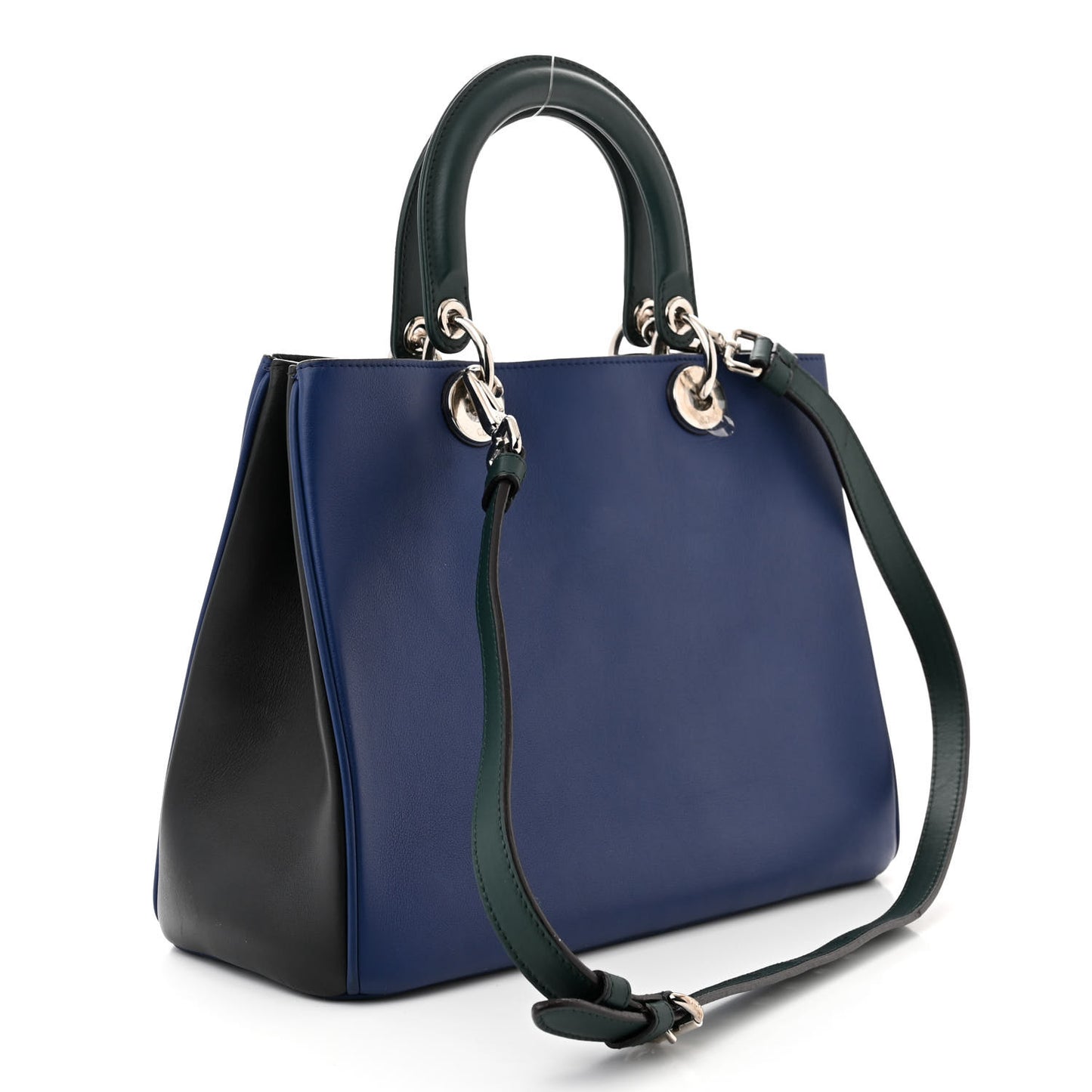 Smooth Calfskin Medium Tri-Color Diorissimo Bag Navy Green