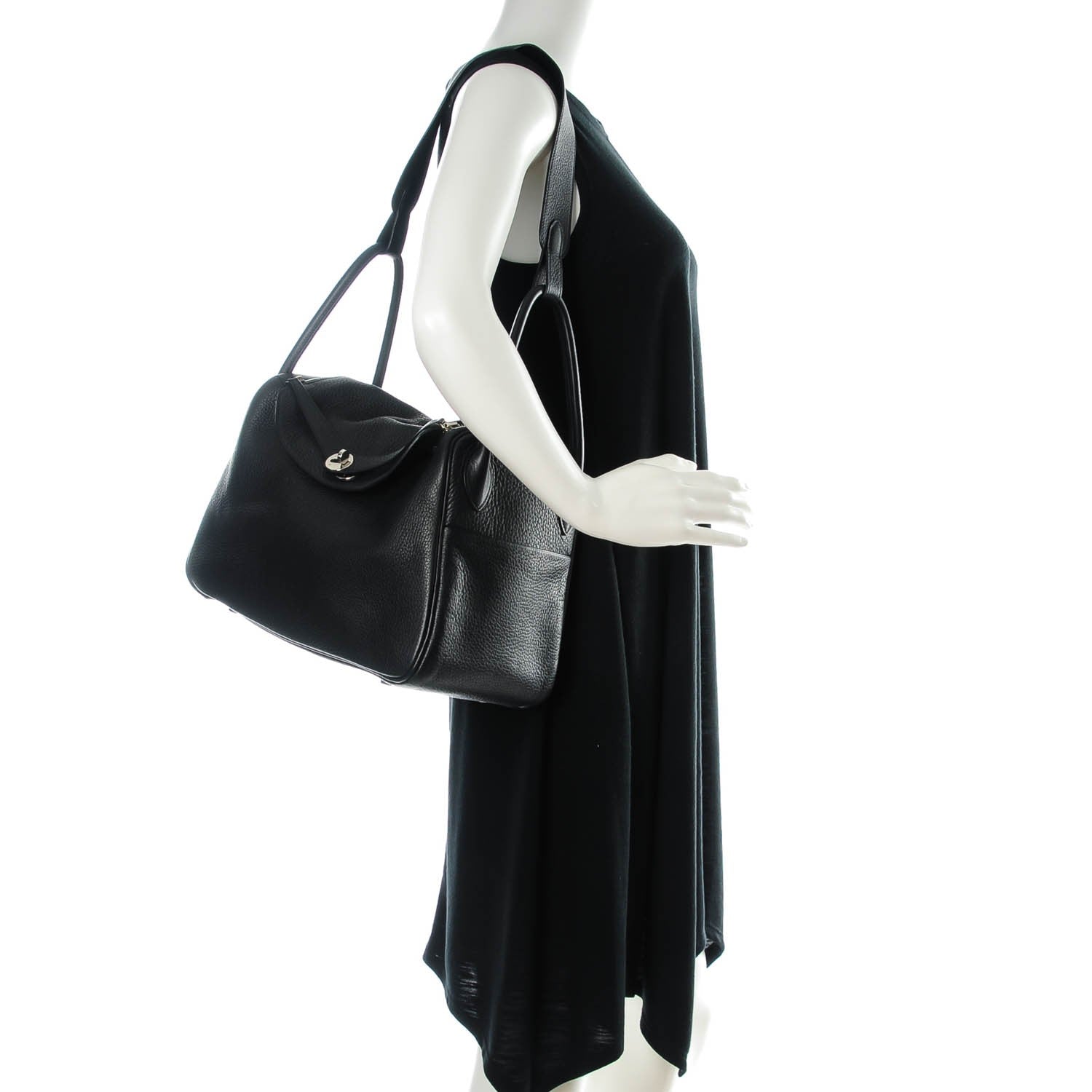 Hermes Taurillon Clemence Lindy 34 Black 2 of 9