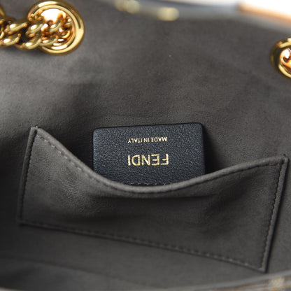 Fendi Glazed Fabric Vitello Century FF 1974 Stamp Patch Mini Double F Crossbody Bag Mogano Panna Caramello 6 of 12