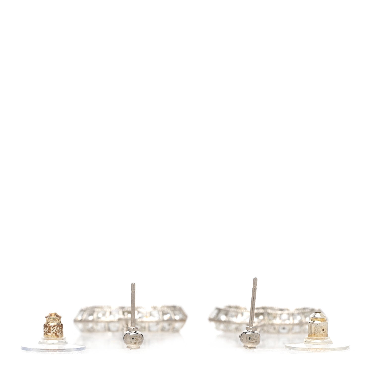 Chanel Baguette Crystal CC Drop Earrings Silver 3 of 5