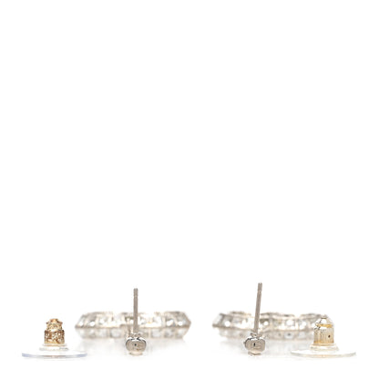 Chanel Baguette Crystal CC Drop Earrings Silver 3 of 5