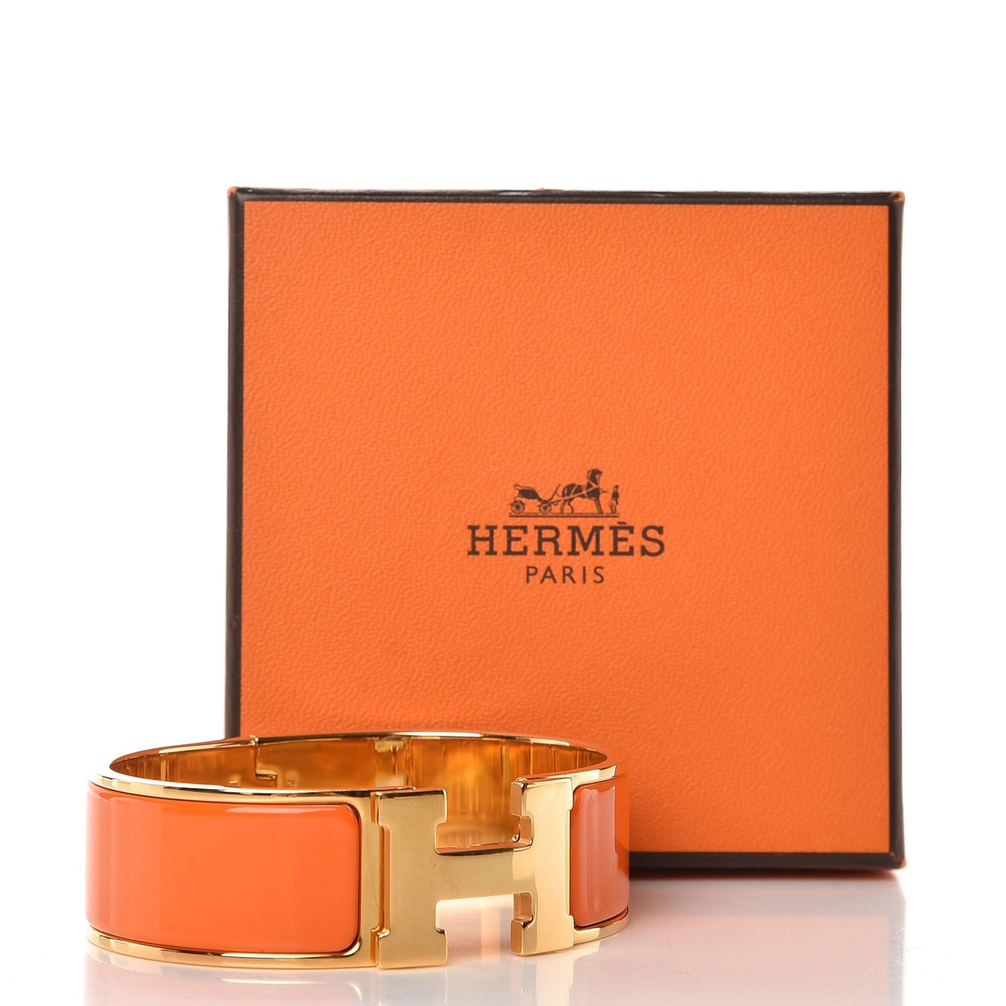 Enamel Wide Clic Clac H Bracelet GM Orange
